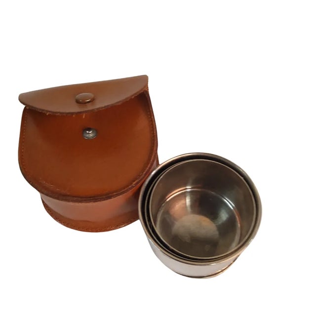 Campaign 1950s Collapsible Campaign Cup in Leather Case For Sale - Image 3 of 4
