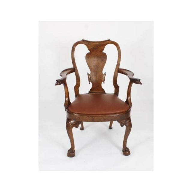 Antique Queen Anne Revival Burr Walnut Dining Table and Chairs, 19th Century, Set of 9 For Sale - Image 17 of 18