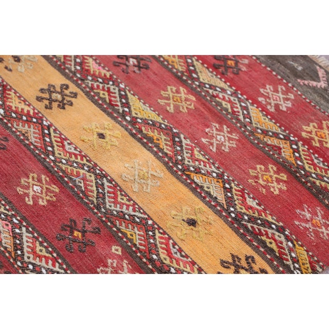 1980s 1980s Turkish Red Striped Cecim Kelim For Sale - Image 5 of 9