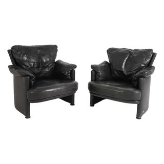 Pair Rolf Benz Modern Leather Lounge Chairs For Sale