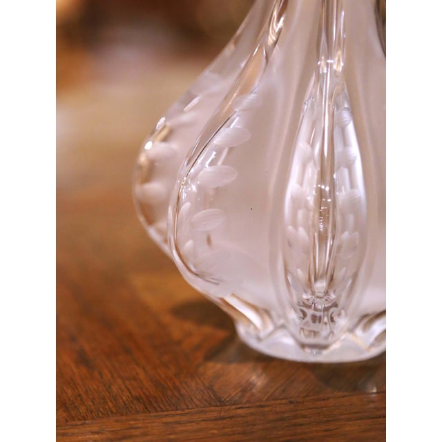 Glass Vintage French Frosted Crystal Soliflore Vase by Marie-Claude Lalique For Sale - Image 7 of 10