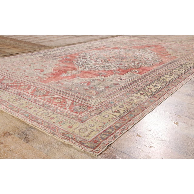 Red Vintage Turkish Oushak Rug, 06'05 X 10'10 For Sale - Image 8 of 10