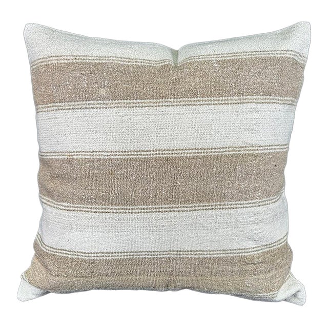 Turkish Hemp Pillow Cushion Natural Beige Brown Pillow Cushion Cover 24x24 For Sale