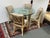 Design Plus Gallery presents a Dining Bistro Set of Four Chippendale-Style Lattice Back Dining Side Chairs and Glass...