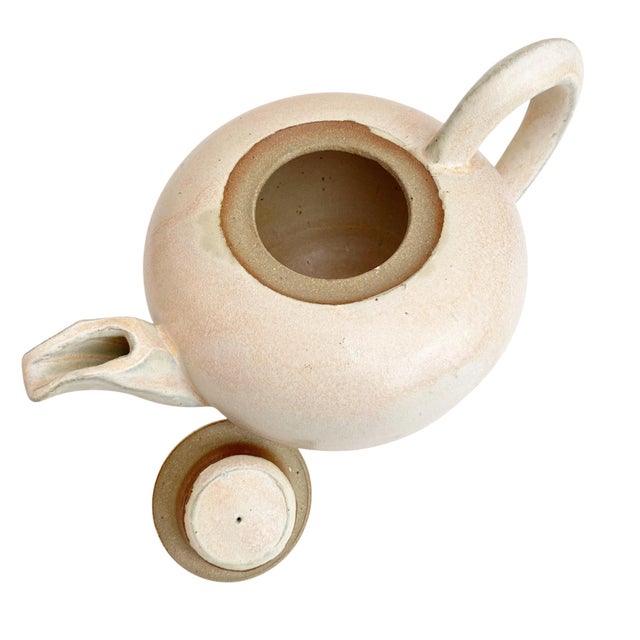 Vintage Handmade Stoneware Glazed Artisan Signed Pink Tea Pot For Sale In New York - Image 6 of 8