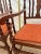 Pair of Antique Jacobean Revival Barley Twist Oak Armchairs Rust & Gold Damask For Sale - Image 9 of 13