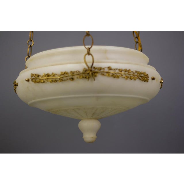 Gold French Neoclassical Style White Alabaster, Gilt Bronze and Brass Pendant Light, 1890s For Sale - Image 8 of 18