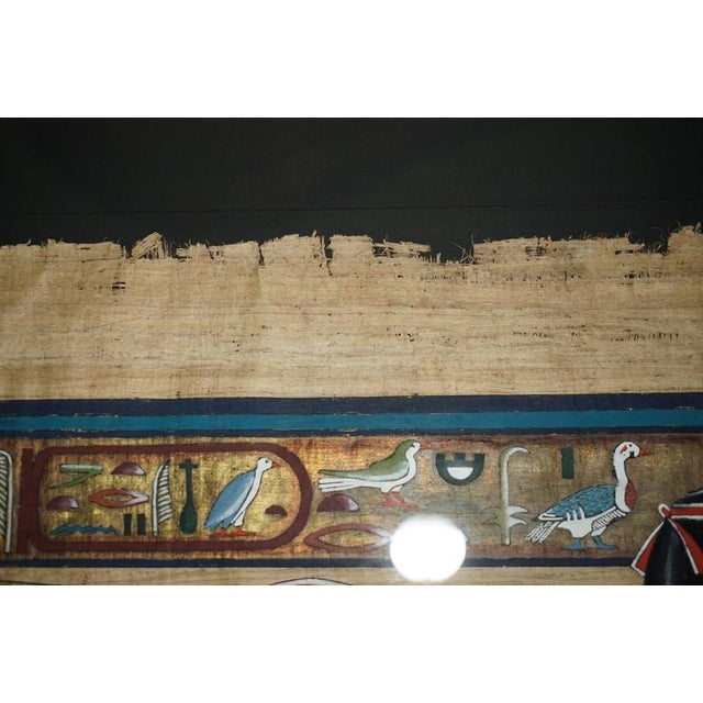 Large Egyptian Hand-Painted Papyrus of Winged Goddess Isis For Sale - Image 11 of 14