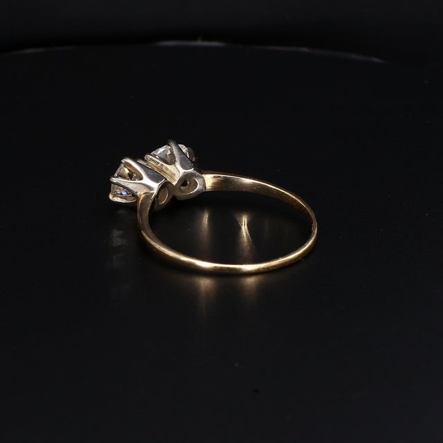 Mid 20th Century 14k Yellow Gold Diamond Ring With Two Round Diamonds (~1.7ctw) - Size 11.75 For Sale In Phoenix - Image 6 of 8