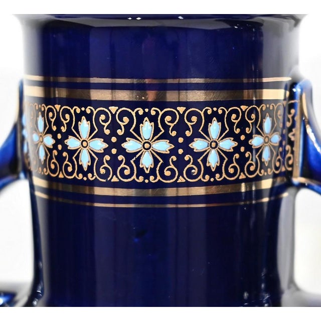 Enameled Earthenware Vases, Early 20th Century, Set of 2 For Sale - Image 6 of 18