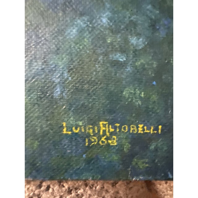 Textile 1968 Signed 9x12 Portrait Painting of Woman – Oil on Canvas Board (Luigi Altobelli) For Sale - Image 7 of 10