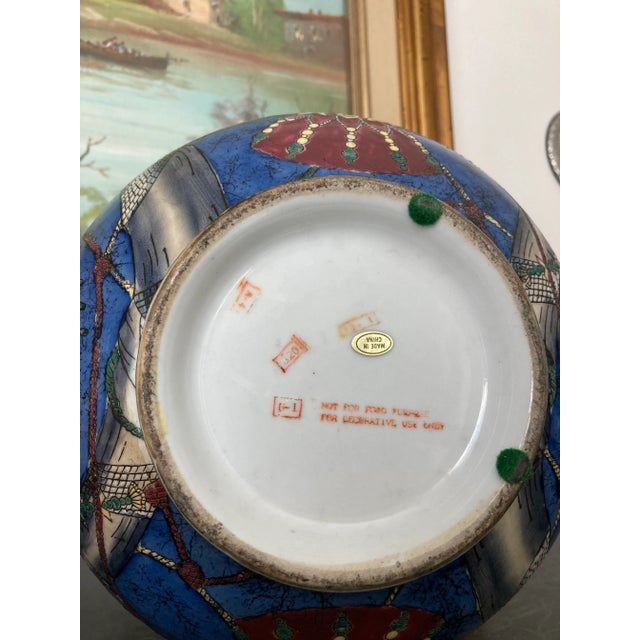 1950s Blue Ceramic Decorative Bowl For Sale - Image 11 of 12