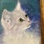 Realism 1970’s Original Tanya Jacobi White Kitten Painting Original Frame Signed For Sale - Image 3 of 6