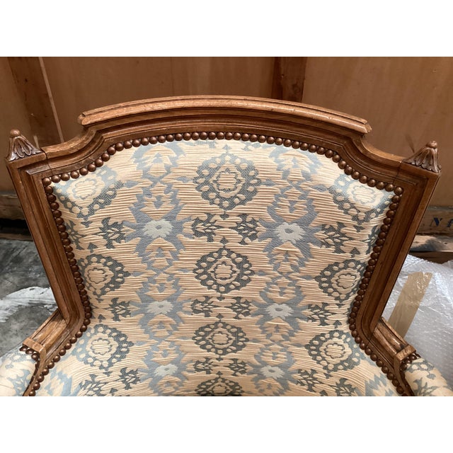 Blue French Louis XVI Blue Bergères Arm Chairs For Sale - Image 8 of 10