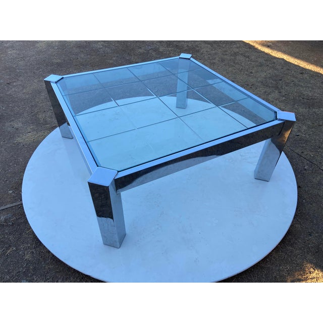 Vintage Mid Century Modernist Chrome Glass Coffee Table Milo Baughman Style For Sale - Image 4 of 18
