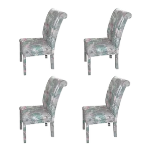 Milo Baughman Style Mid Century Modern Upholstered Parsons Dining Chairs - Set 4