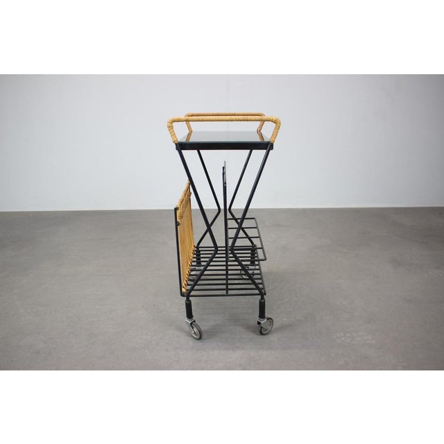 1970s Mid-Century Rolling Magazine Rack Cart, Former Czechoslovakia, 1970s For Sale - Image 5 of 11