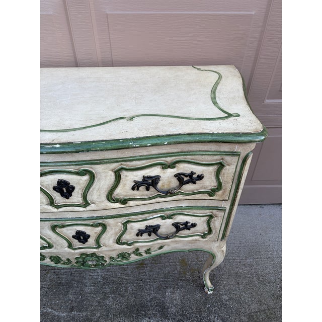 Bodart Louis XV Painted Chest in Sage and Cream, a French Country Revival For Sale - Image 10 of 16