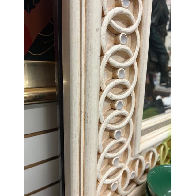 Contemporary Late 20th Century Large Beveled Ivory Mirror For Sale - Image 3 of 5