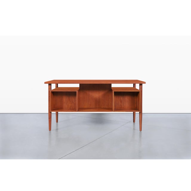 Danish Modern Executive Floating Top Teak Desk by Johannes Sorth For Sale - Image 11 of 14