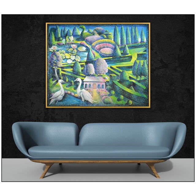 The artwork here, "Gardens", is a wonderful depiction of a lush green garden, that is saturated with acute detail and...