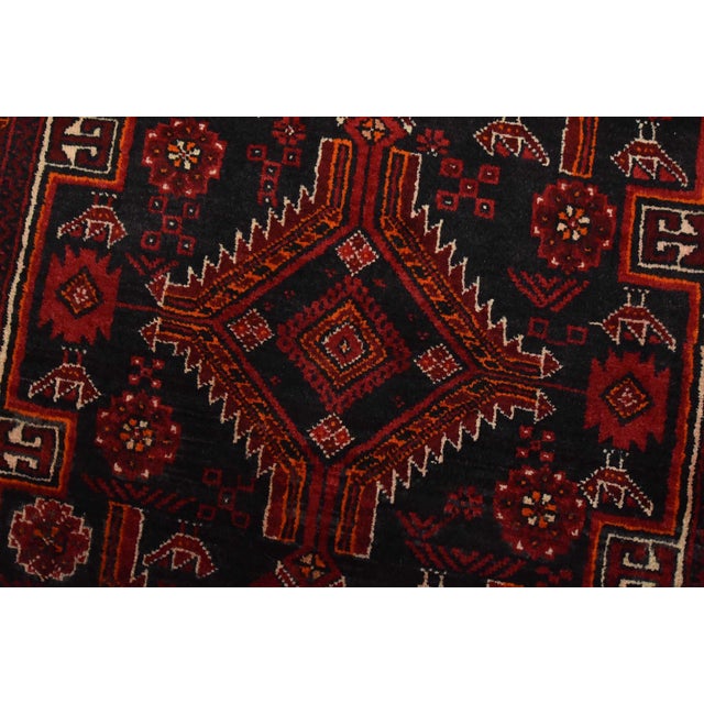 Baloch Rug 3’8” X 7′ Blue Wool Vintage Tribal Hand-Knotted Oriental Carpet For Sale - Image 4 of 12