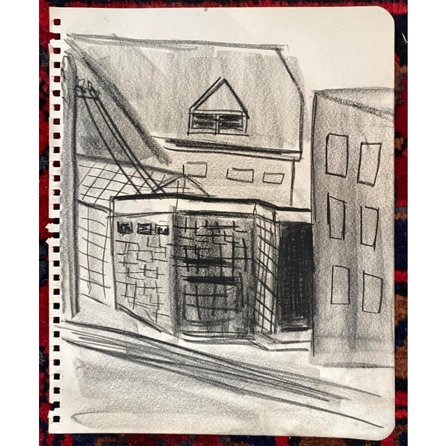 1950s drawing by artist Virginia Spencer from a group of works of the city of San Francisco, California. Unsigned.