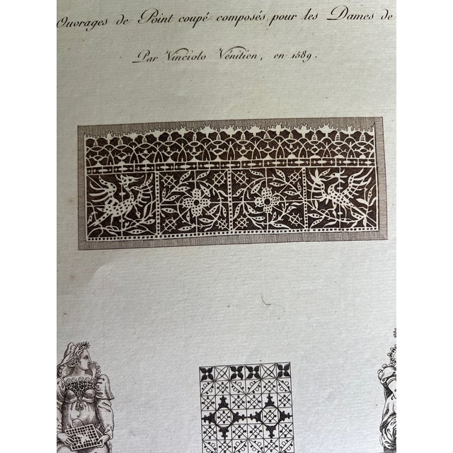 Paper 19th Century French Engraving of Renaissance Venetian Lace Designs For Sale - Image 7 of 9