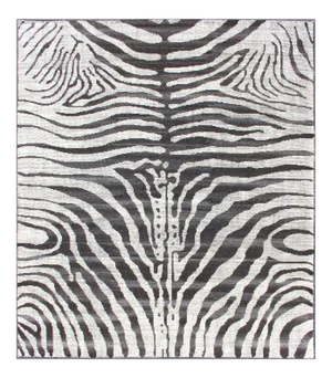 Large Black and White Zebra Design Distressed Modern Rug
