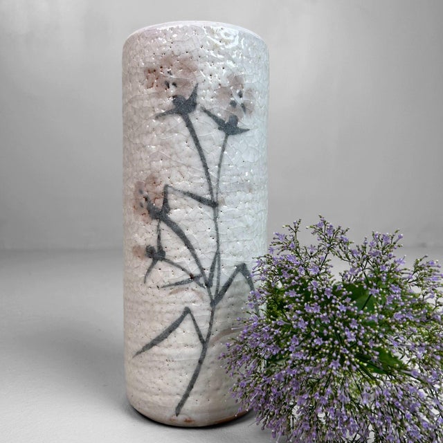Mid-Century Modern Vintage Shino Ikebana Flower Vase, Japan, 1980s For Sale - Image 3 of 10