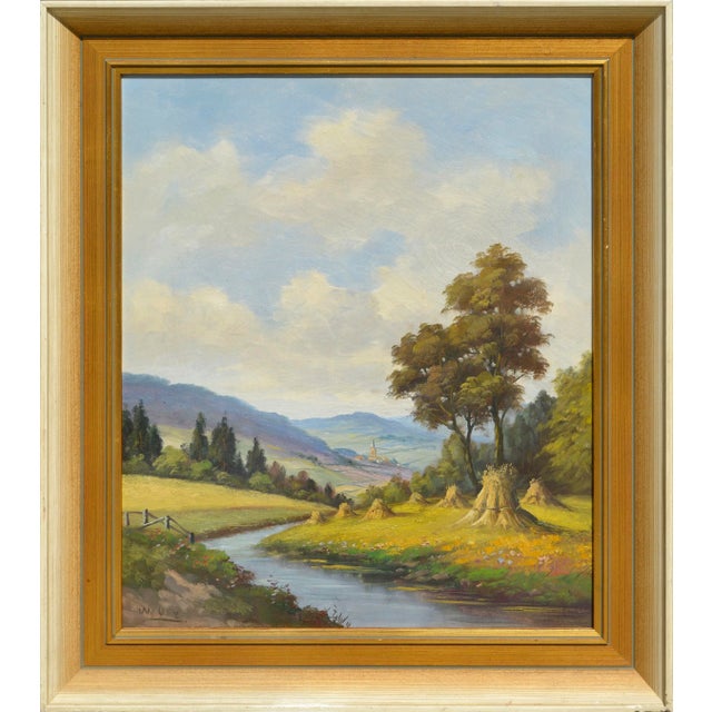 Mid Century Danube Valley Harvest Landscape by Weber For Sale In Monterey, CA - Image 6 of 6