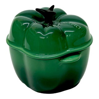 Green Bell Pepper Petite Stoneware Cocotte by Le Creuset For Sale