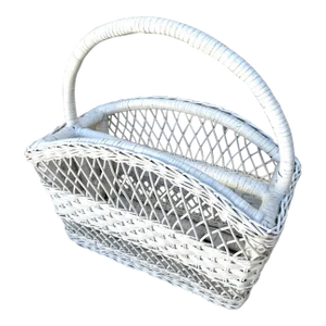 Vintage White Wicker Magazine Rack