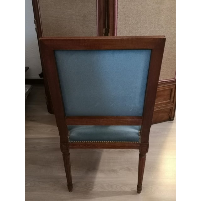 Blue Office Canvas Armchair For Sale - Image 4 of 9