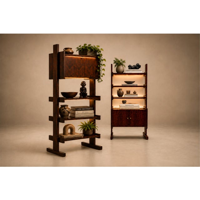 Pair of Brazilian Modern Adjustable Bookshelves With Cabinets in Rosewood, Brazil, 1960s For Sale - Image 11 of 17