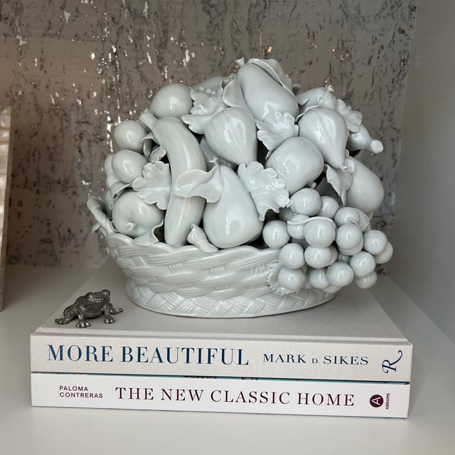 White John Rosseli Antiques Italian Fine Blanc De Chine Porcelain Fruit Basket Centerpiece For Sale - Image 8 of 12