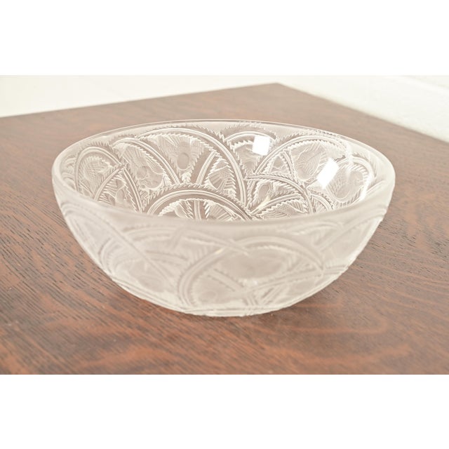 Lalique Lalique "Pinsons" Art Deco Frosted Crystal Glass Bowl, Circa 1930s For Sale - Image 4 of 10