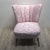- Vintage cocktail chair reupholstered in pink - Small slanted wooden legs underneath