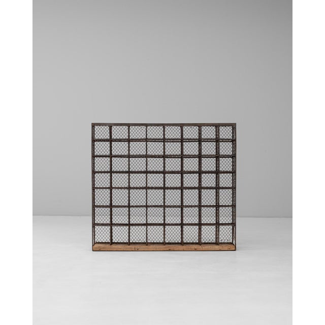 Mid 20th Century French Metal Shelf On Wooden Base For Sale - Image 16 of 18