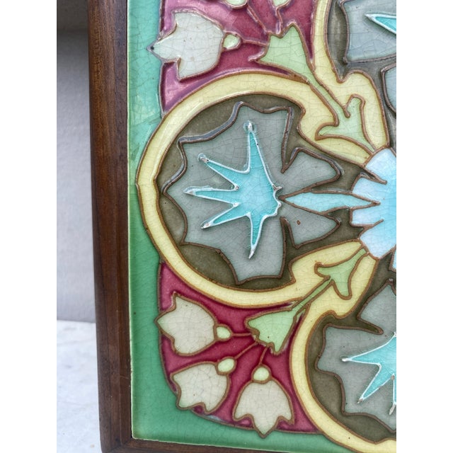 Art Nouveau Majolica Trivet Circa 1900 For Sale - Image 4 of 5