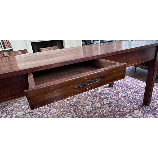 Wood 19th Century European Farmhouse Worktable/Refectory Table With 3 Drawers For Sale - Image 7 of 15