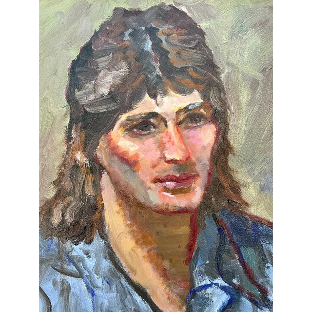Vintage Original Oil Portrait of Man on Canvas For Sale In West Palm - Image 6 of 12