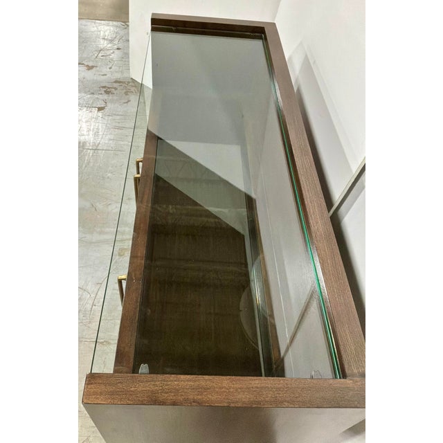 Wood Modern Wood and Cooper Three Door Bar Cabinet For Sale - Image 7 of 8