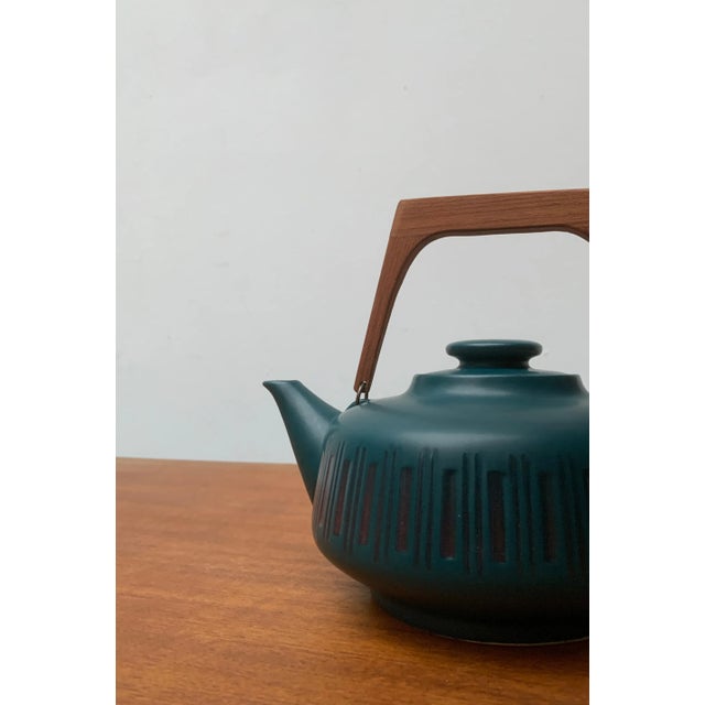 Vintage German Ceramic Teapot with Teak Handle For Sale - Image 18 of 18