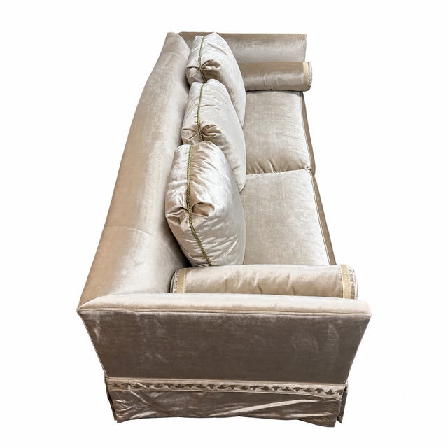 Baker Furniture Company Baker Furniture Silk Velvet Sofa For Sale - Image 4 of 10