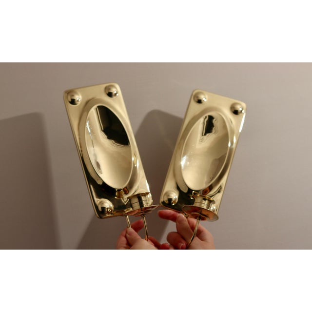 Mid-Century Modern Swedish Rectangular Brass Sconces, Set of 2 For Sale - Image 4 of 10