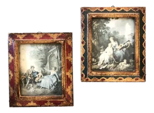 Vintage Miniature Venetian Framed Classical Prints a Pair