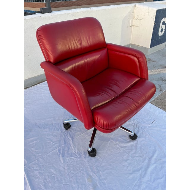 MidCentury Modern Red Leather Executive Chair From Keilhauer Chairish