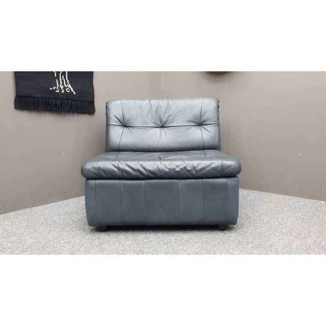 Modular Buffalo Leather Seating Group attributed to Laauser, 1980s Set of 5 For Sale - Image 8 of 15