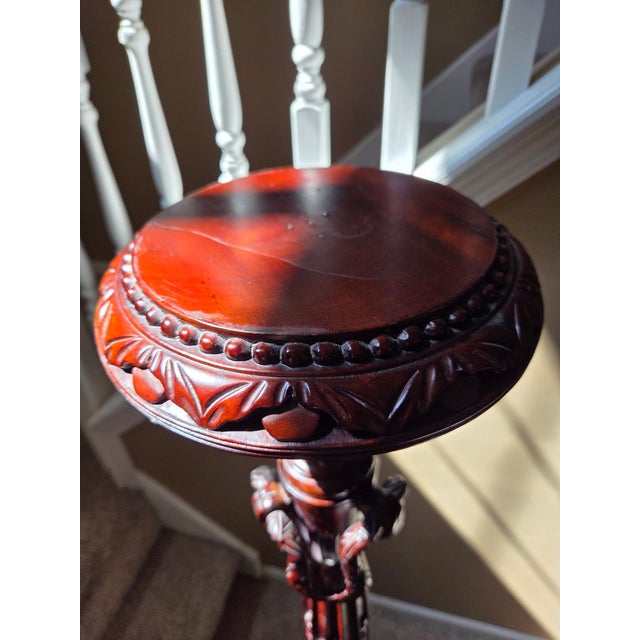 Antique Torchier Carved Mahogany Display Plant Stand - 5 Foot For Sale - Image 13 of 17